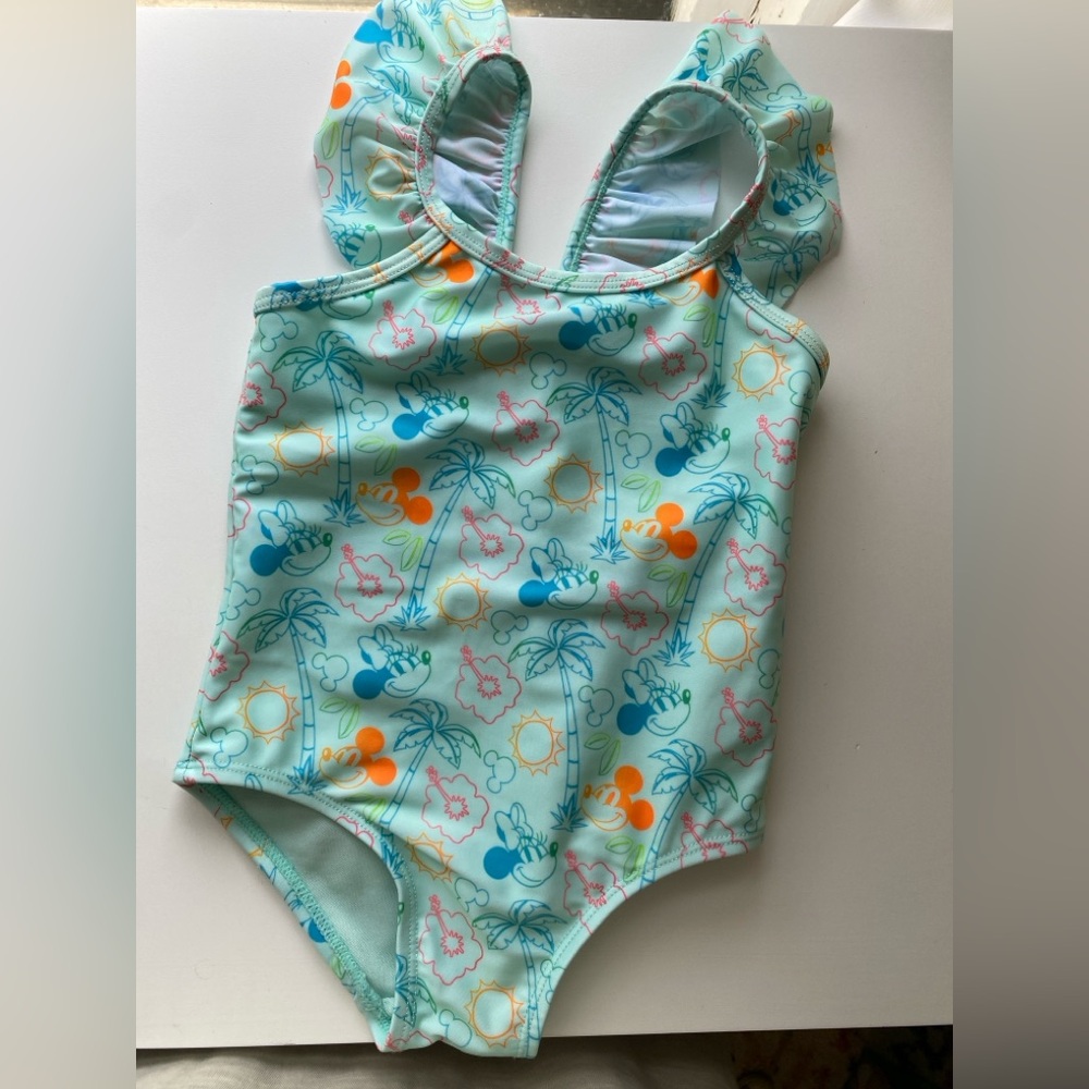 Disney Baby Aqua Minnie Print One-Piece Swimsuit / Size 18-24m / VGUC